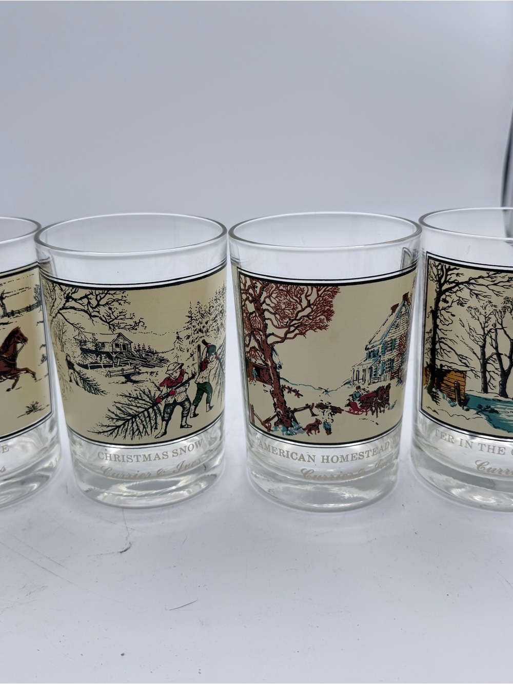 Vintage 1981 Arbys Currier and Ives Collectors Series Glasses Set of 4